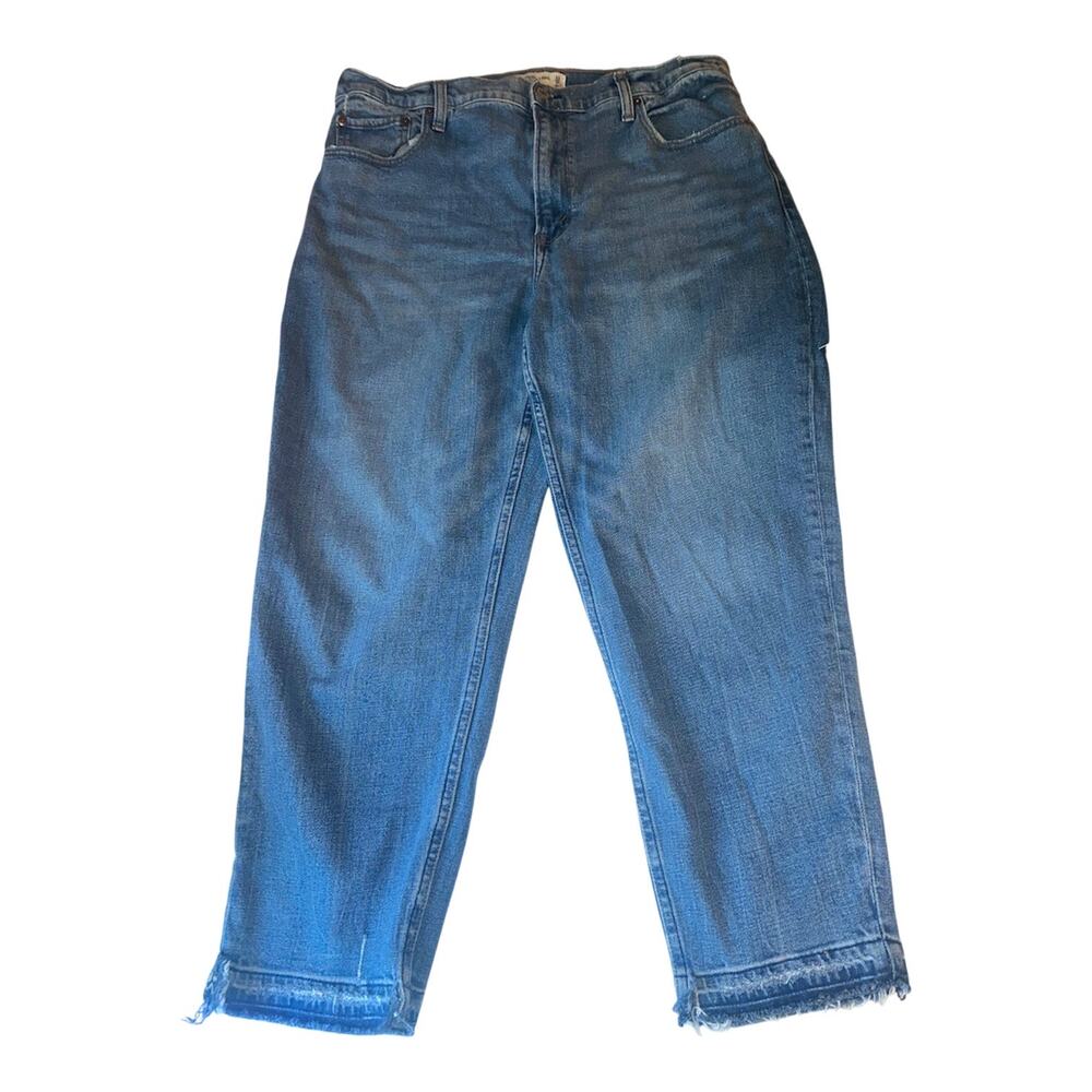 Abercrombie & Fitch The Mom High Rise Jeans 33 16S Cropped Raw Hem